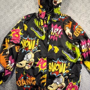 Members Only Nickelodeon Rugrats Cartoon Neon Pop Art Jacket Graphic Comic TV